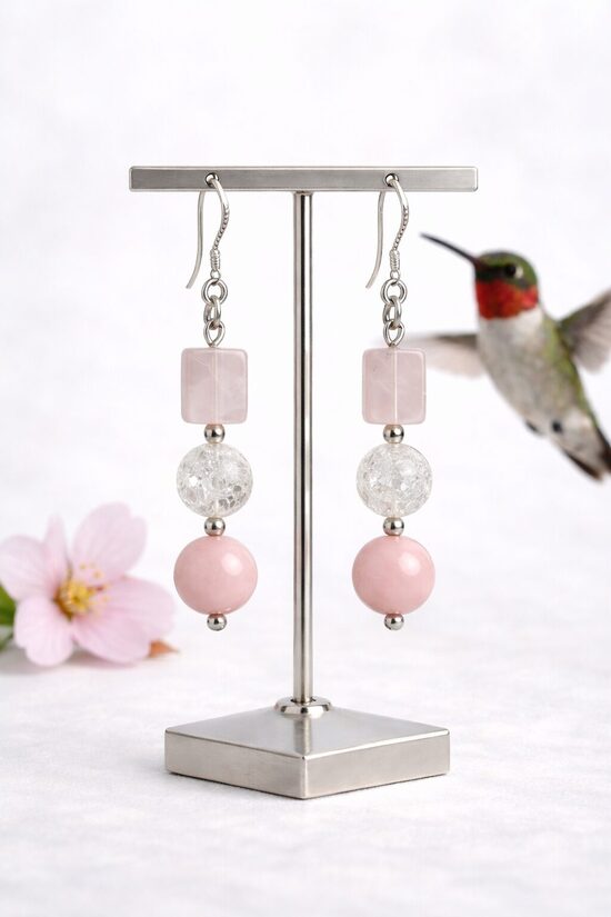 Dabīgo akmeņu auskari "Japāņu dārza rota"